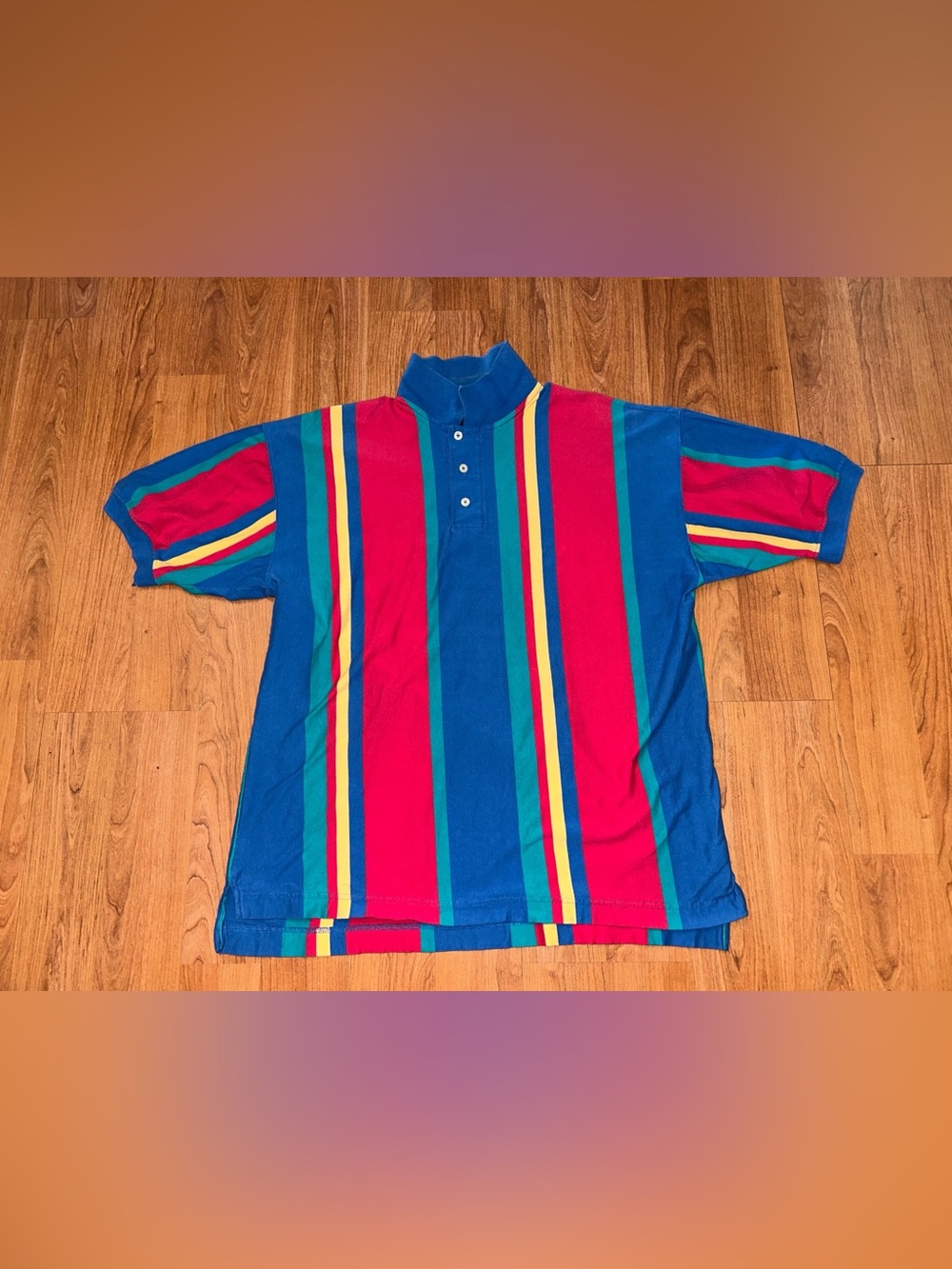 Vintage Colorful Striped Dockers Polo Shirt Large